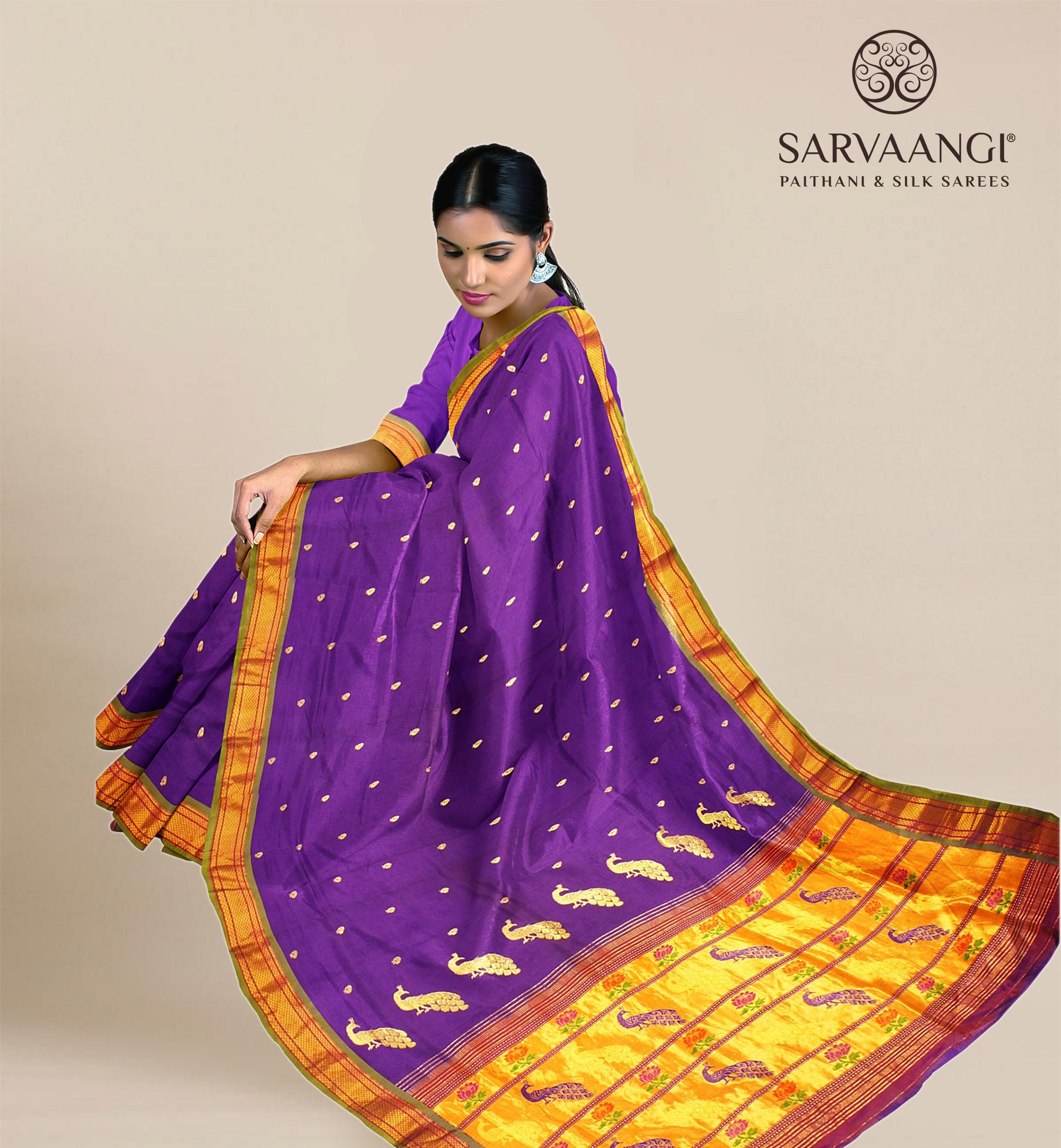 Pure Silk Paithani In Purple