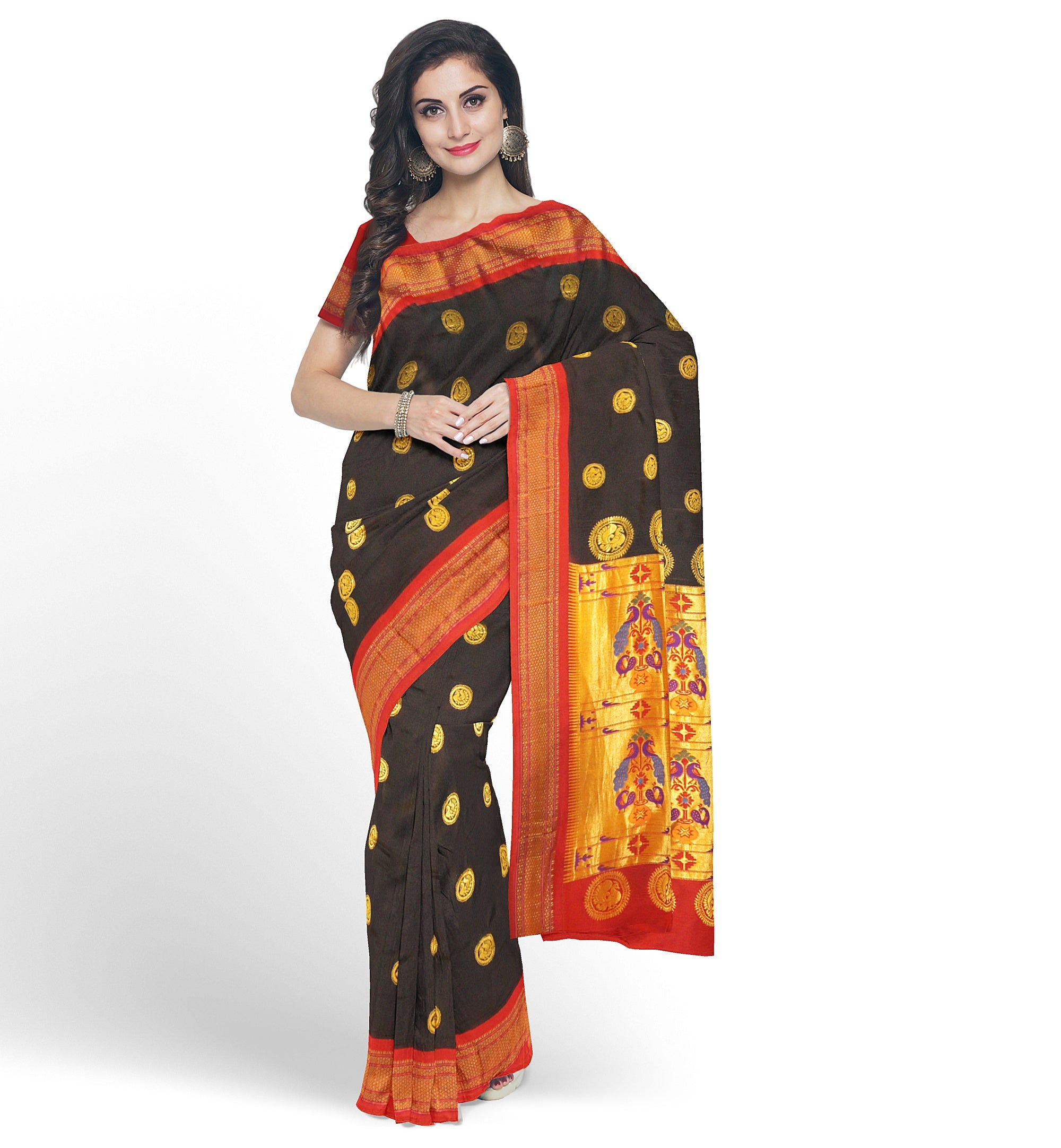 Pure Silk Paithani In Black