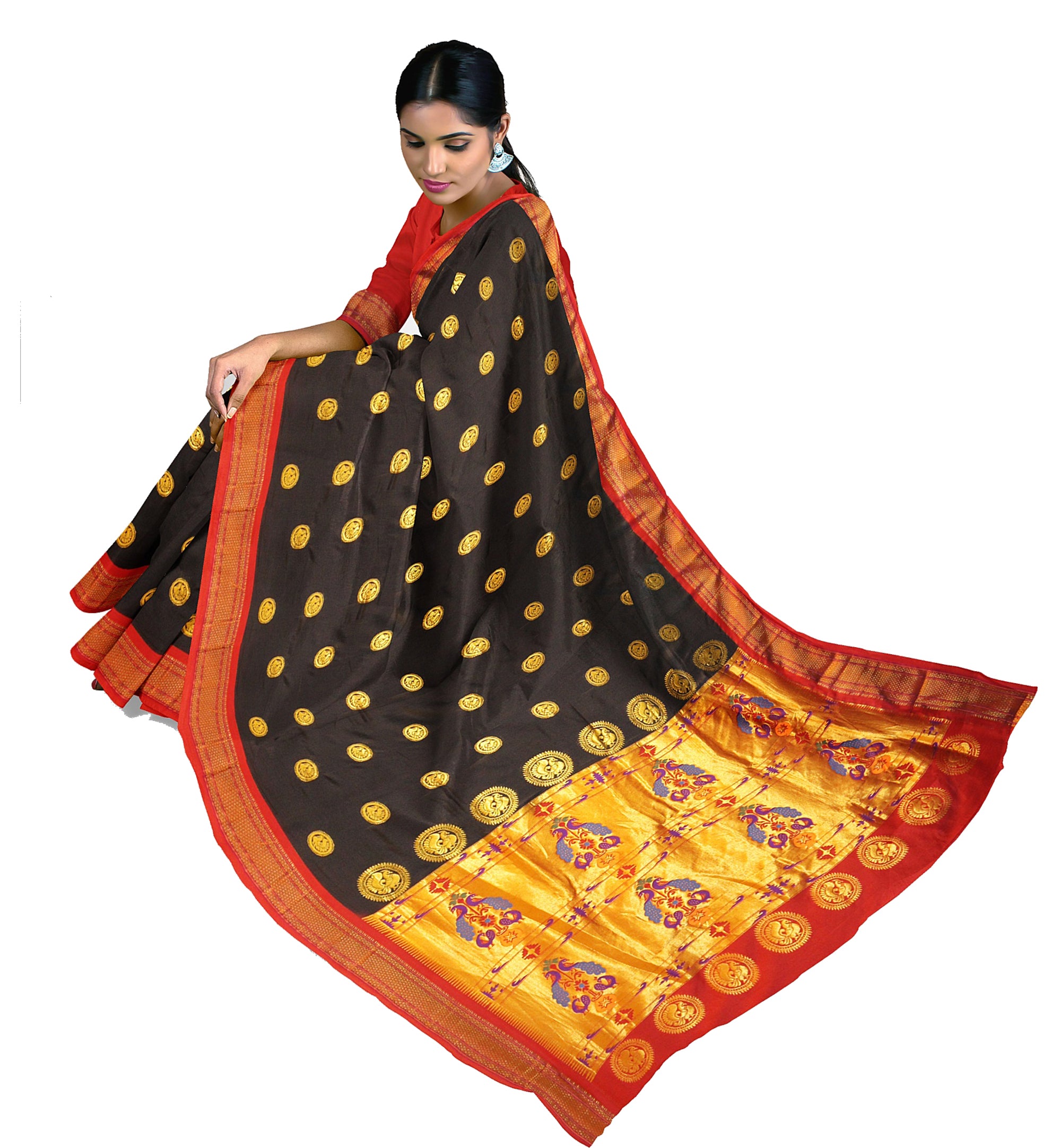 Pure Silk Paithani In Black