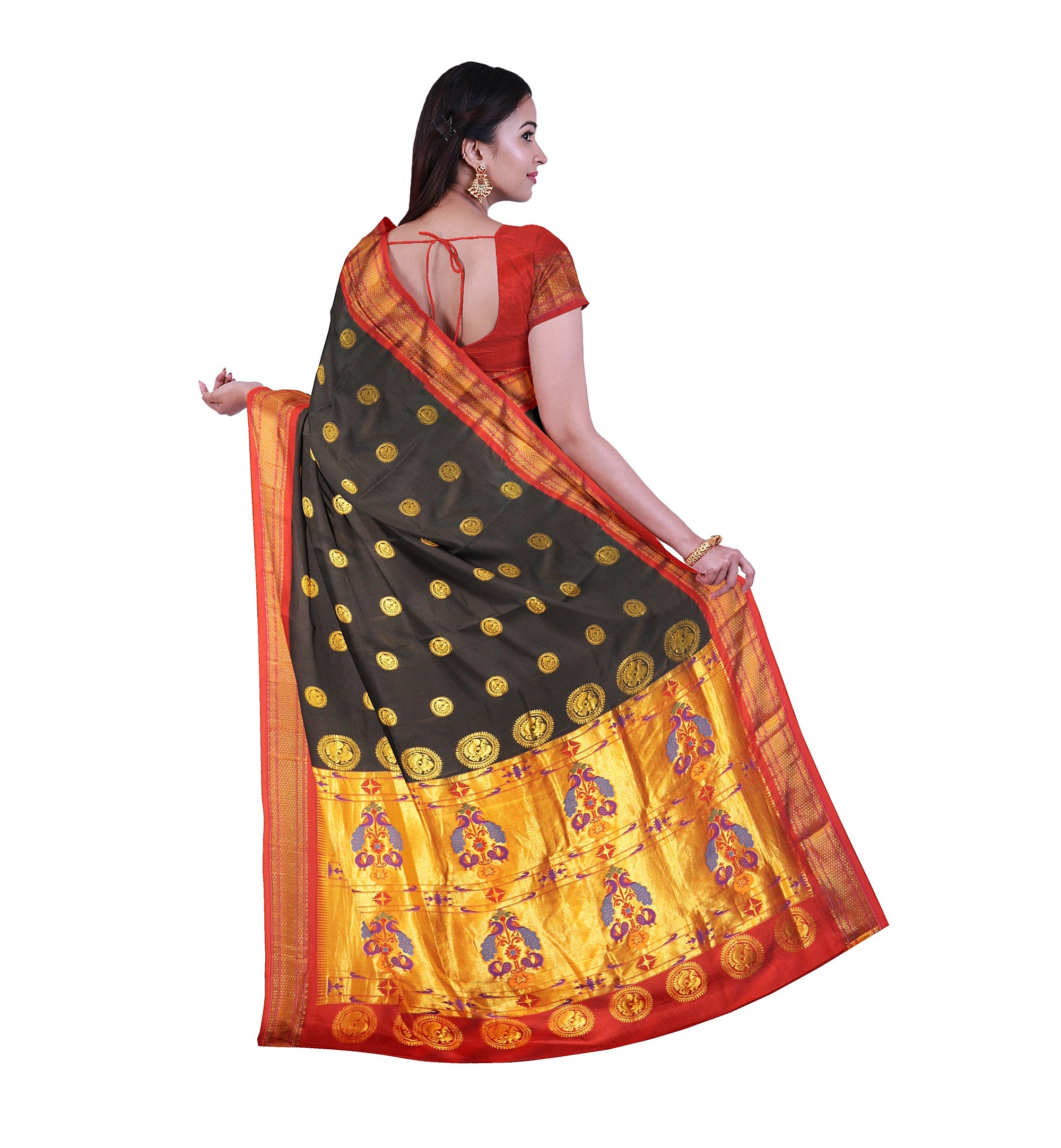 Pure Silk Paithani In Black