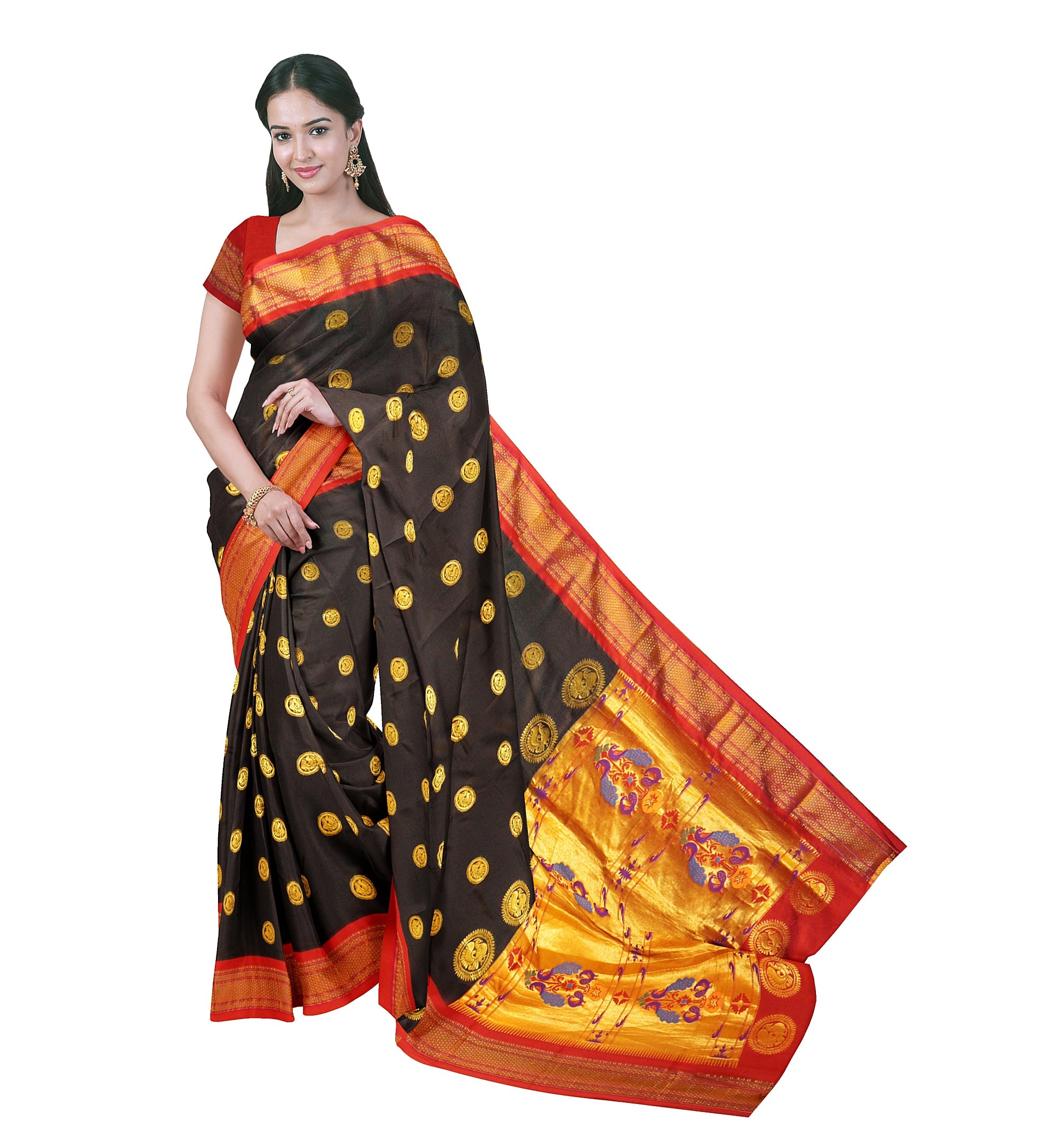 Pure Silk Paithani In Black