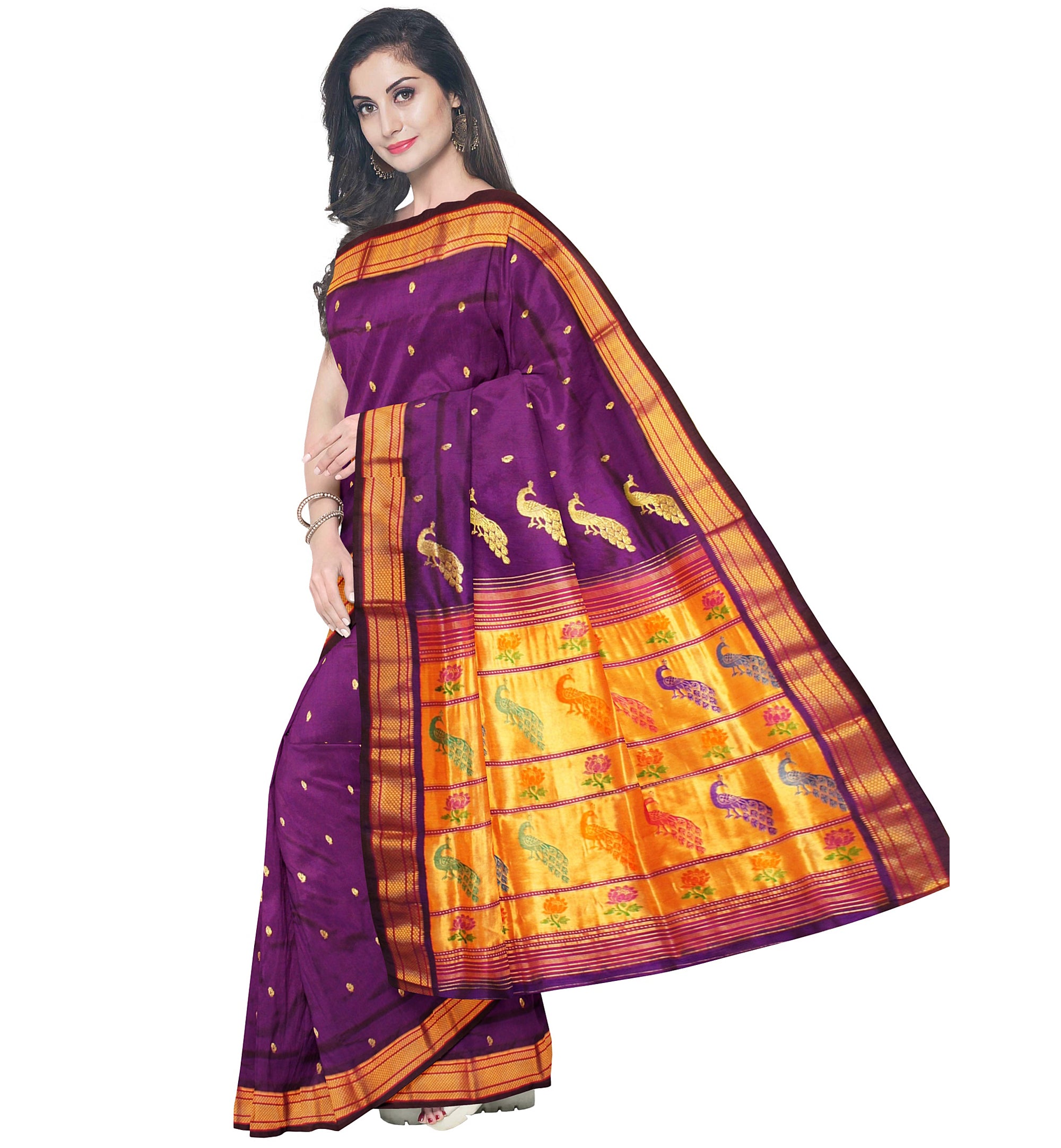 Pure Silk Paithani In Purple
