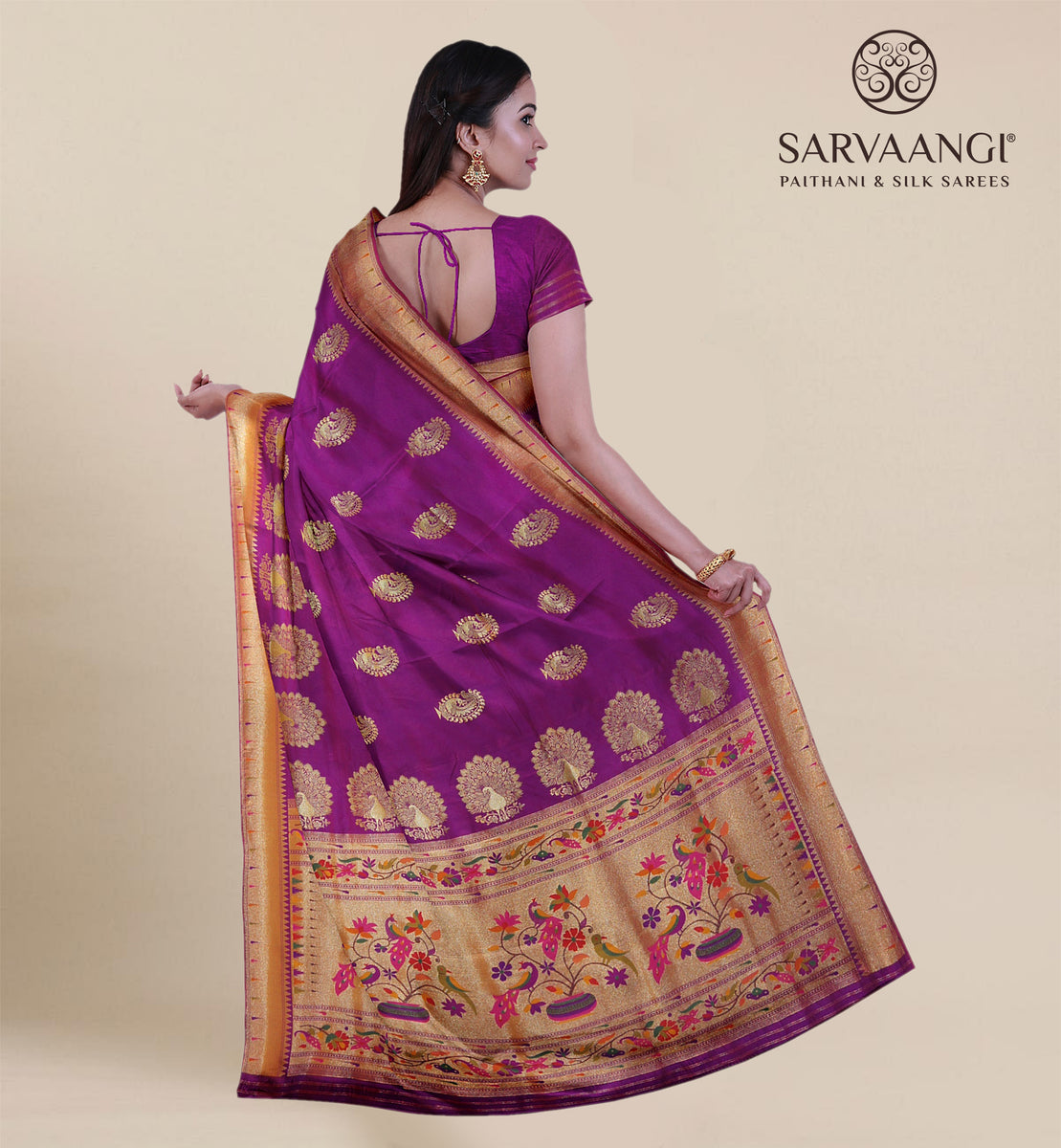 Magenta Color Banaras Paithani